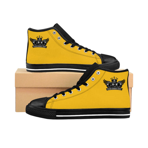 Black & Gold High-Top Street Sneakers — Classic Men’s   with the Geo Crest crown and Black Trim