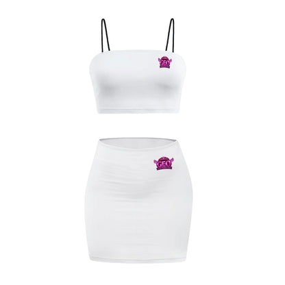 Women's Crop Tank Top & Mini Skirts Sets