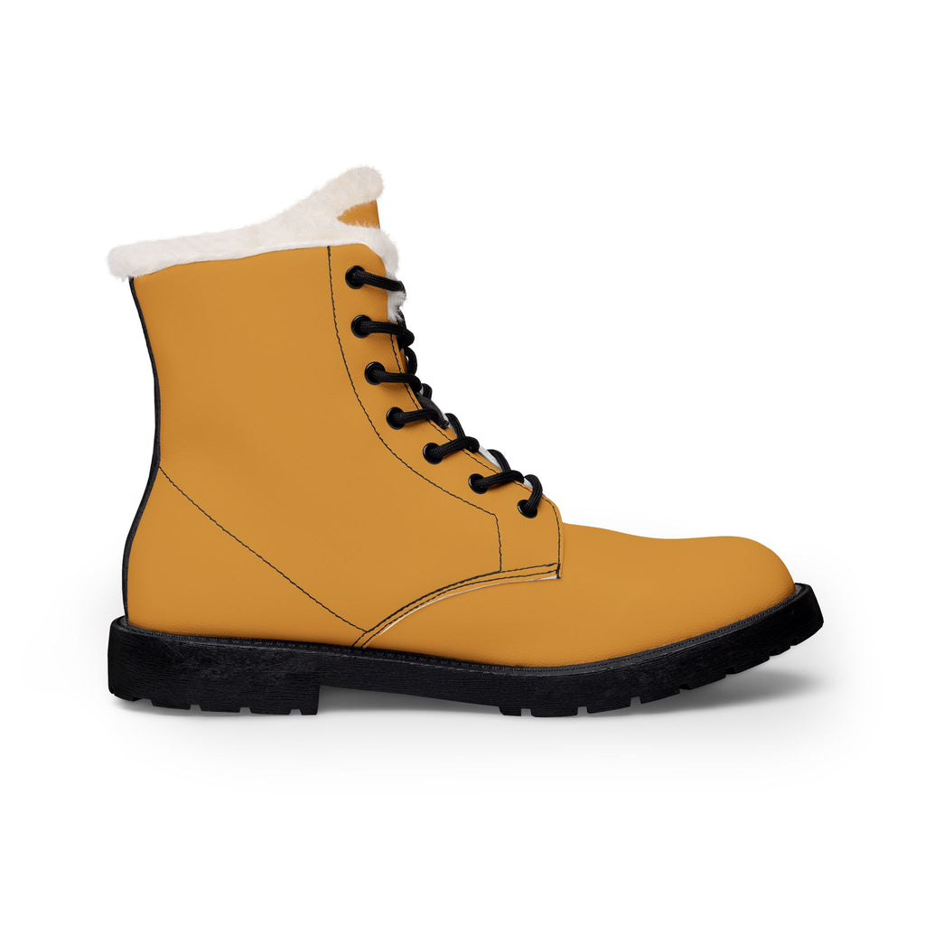 Men's Fur-Lined Leather Boots – Insulated Work & Winter Casual Yellow