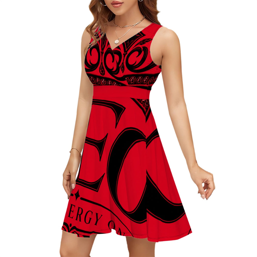 GEO All over print Sleeveless V Neck Dress