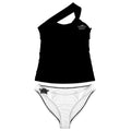 Good Energy only One-Shoulder Two Piece Black and White Swimsuit Customized Services