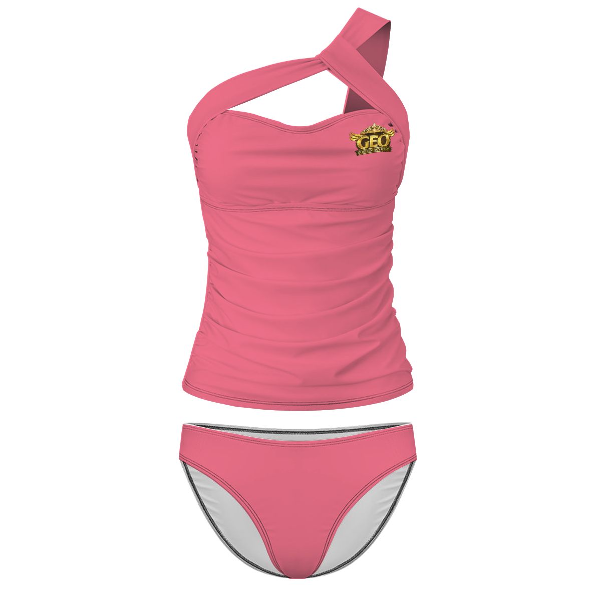 GEO Summer Hot PInk One-Shoulder Two Piece Swimsuit Customized Services