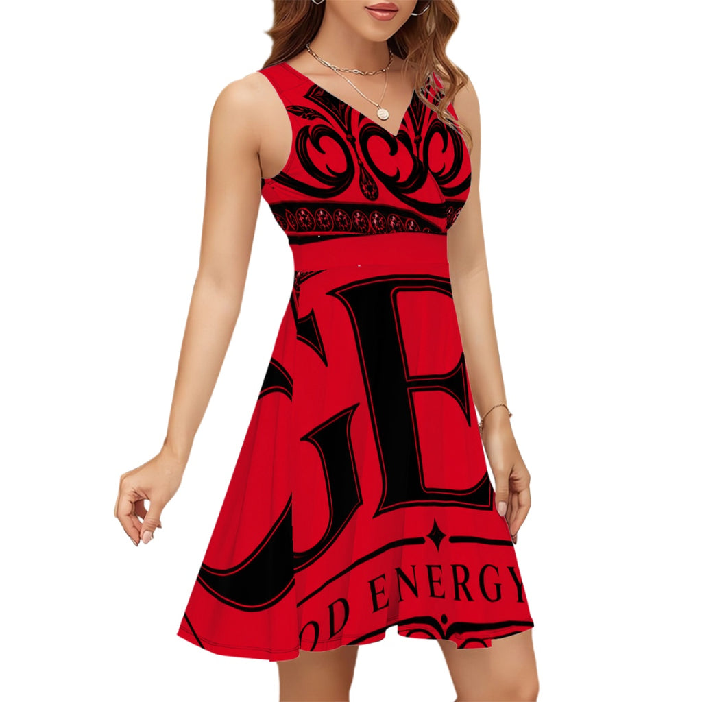 GEO All over print Sleeveless V Neck Dress
